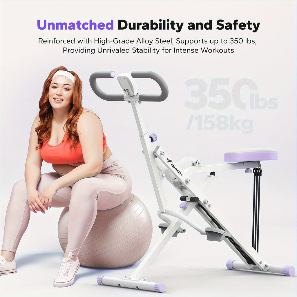 Rowing Machine 2-in-1 Squat & Row – Foldable Glute Trainer with LCD Display, 3 Resistance Bands, 350 lbs Capacity, Home Gym Leg & Back Workout