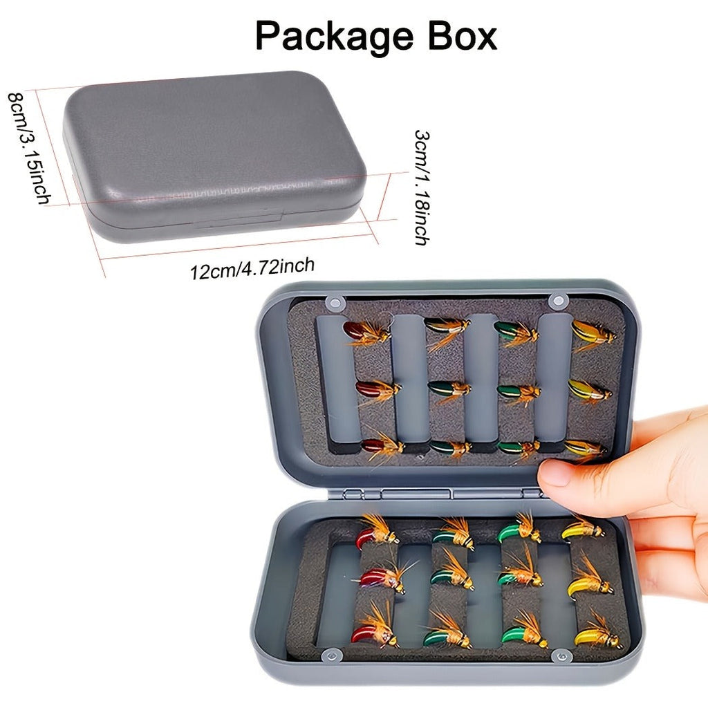 Trout Fly Fishing Flies Kit 24pcs - Brass Bead Head Caddis Nymph Lures Mixed Styles with Tackle Box, High Carbon Steel #10 Hooks for Bass Bluegill Trout Freshwater
