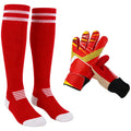 Goalkeeper Gloves with Finger Protection Thickened Latex Anti-Slip + Football Socks Set Adult Men Women Professional Soccer Goalie Gloves Red Sizes 6-10