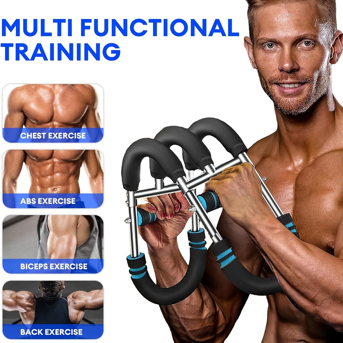 Arm Strength Trainer Three-Bar Chest Expander, Adjustable Multi-Level Resistance, Portable Detachable Forearm & Chest Workout Device for Home Gym, Strength Training & Muscle Building