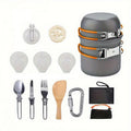Stainless Steel Camping Cookware Set Portable Outdoor Cooking Pot with Foldable Storage Knives Forks Lightweight Compact for Backpacking Hiking Picnic Travel Orange Green Gift Ready