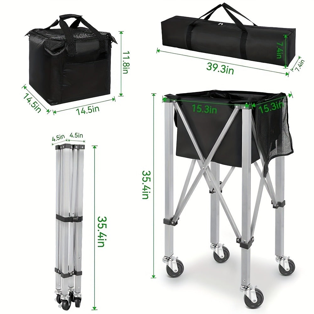 Foldable Tennis & Pickleball Ball Hopper – Portable Cart