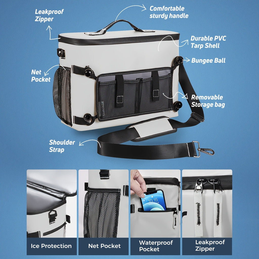 Kayak Cooler Bag with Lawn-Chair Style Seat Back – Insulated Portable Ice Chest for Kayaking, Boating, Beach, Camping & Travel, Adjustable Shoulder Strap, Keeps Drinks & Snacks Cold All Day