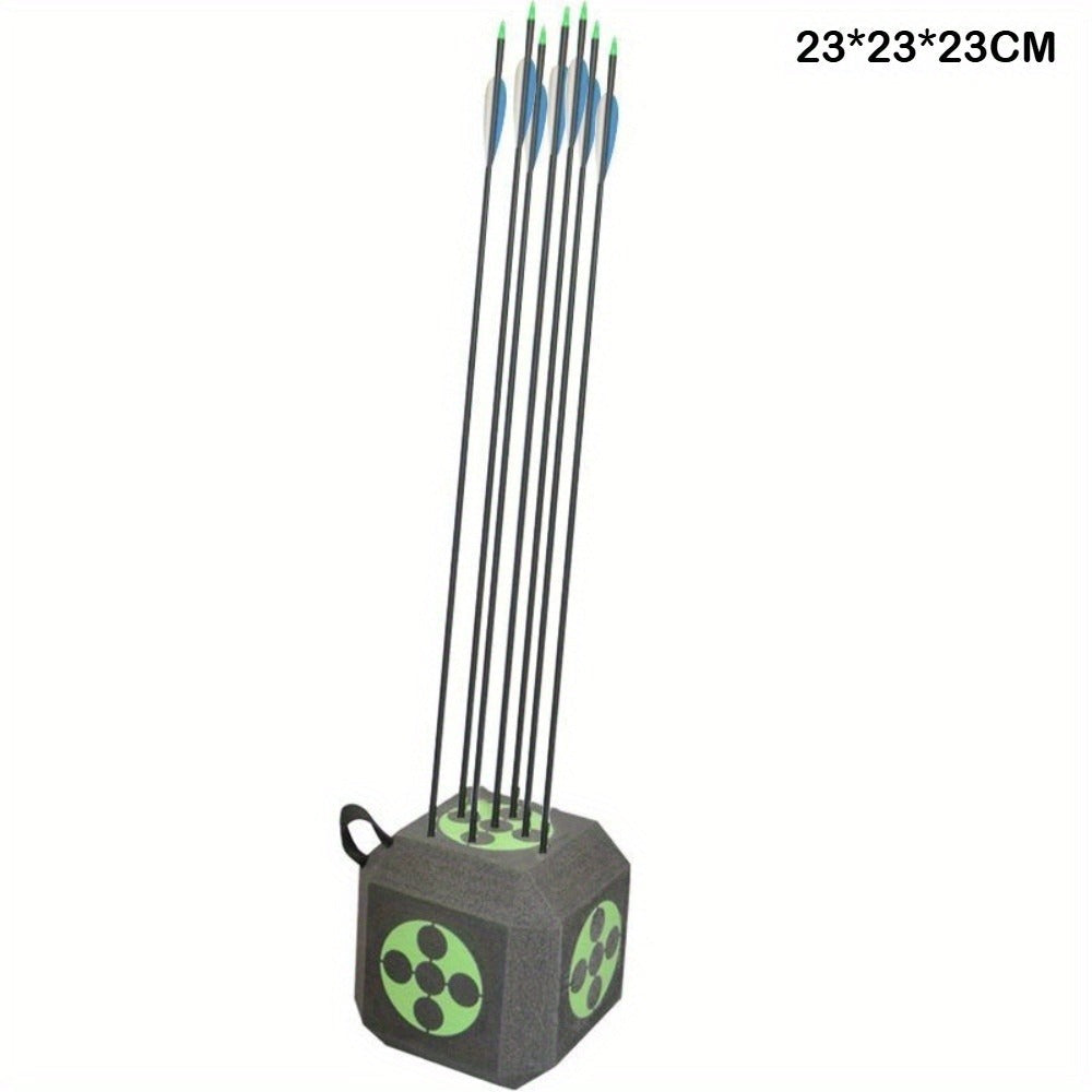 3D Archery Target Cube – Self-Healing Foam Multi-Faceted 23cm Block for Outdoor Backyard Range | Portable High-Density Target for Beginners & Professionals