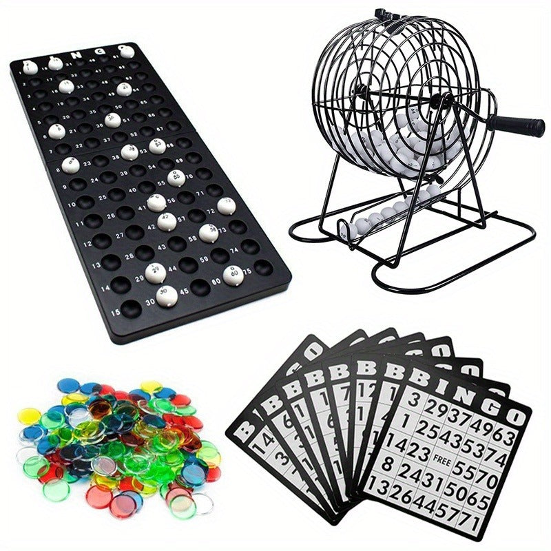 Bingo Game Set Metal Cage Lottery Machine Vintage Desktop Bingo Caller Kit for Family Game Night Party Adults Kids Birthday Holiday Gathering