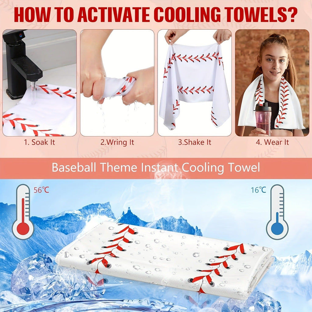 12 Pack Sport Cooling Towel Set 30"x9" Microfiber Chilly Sweat Rags for Baseball Softball Soccer Golf Gym Running Coach Team Gift - Breathable Quick Dry Ice Cold Towels for Athletes Men Women Kids