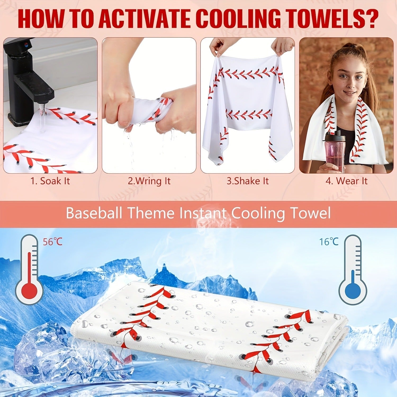 12 Pack Sport Cooling Towel Set 30"x9" Microfiber Chilly Sweat Rags for Baseball Softball Soccer Golf Gym Running Coach Team Gift - Breathable Quick Dry Ice Cold Towels for Athletes Men Women Kids
