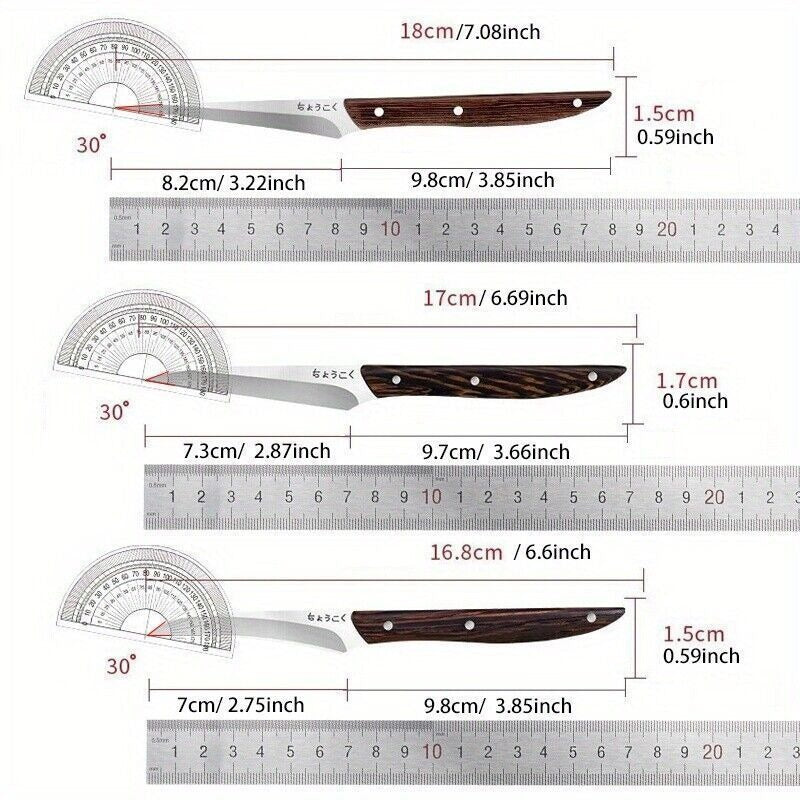 3-Piece Carving Knife Set Fixed Blade Whittling Knives – Portable Multifunctional Peeling Knife with Anti-Slip Outdoor Log Handle – Kitchen Tools Camping Gear Gifts for Dad Men