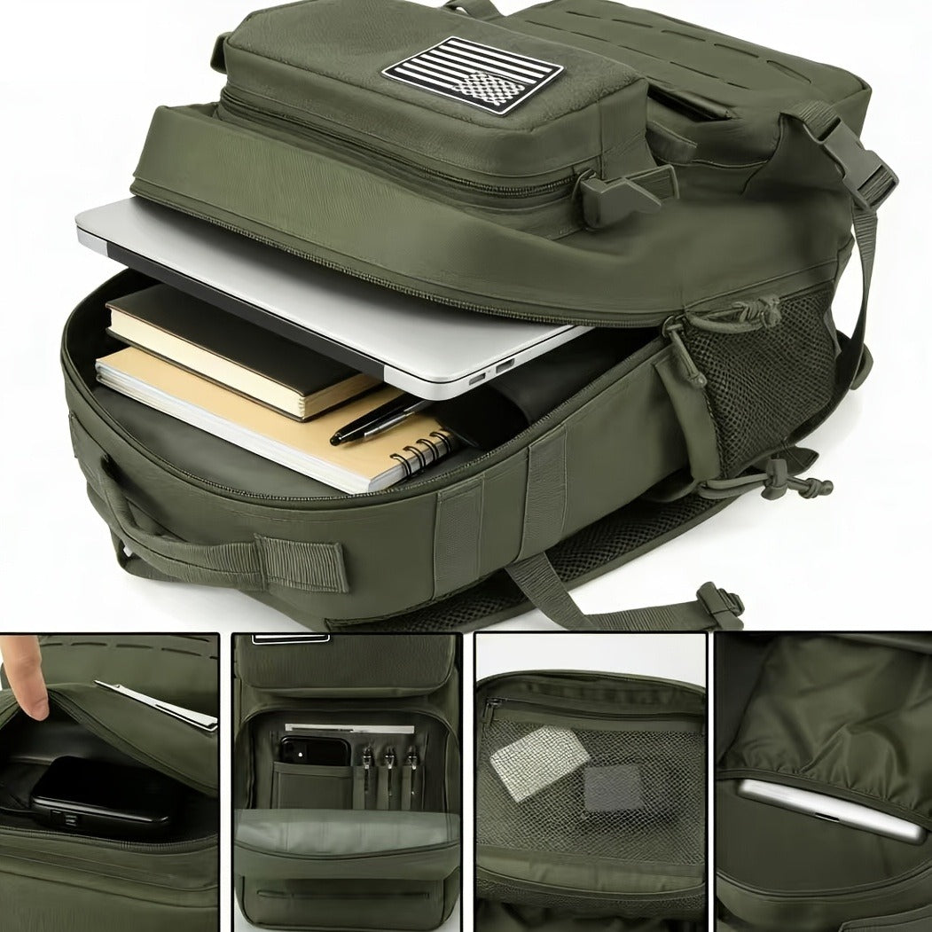 Tactical Laptop Backpack 25L MOLLE Unisex – Office & Hiking Daypack with Dual Cup Holders for Men & Women, 3-Day Bug Out Bag, Trekking & Laptop Organizer, 9 Colors: Black, Green, Pink & More