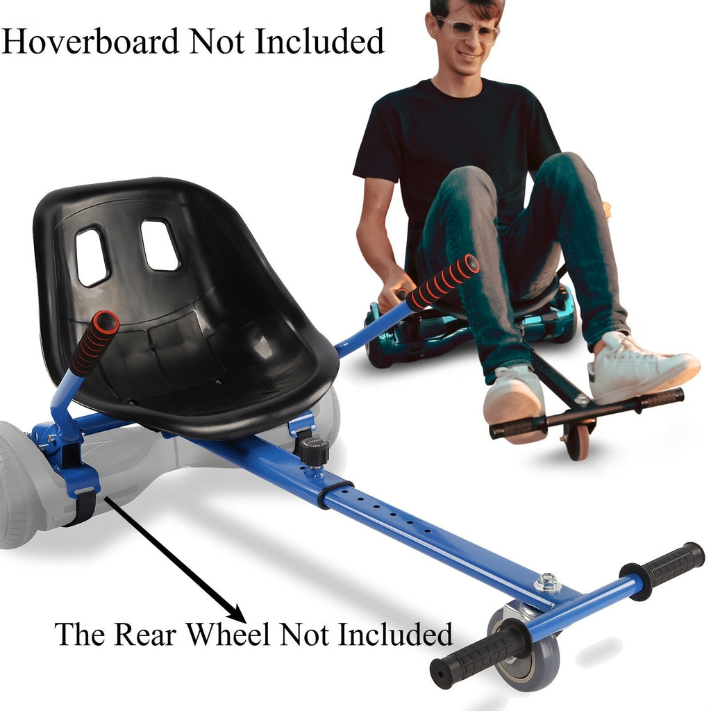 Hoverboard Go Kart Seat Attachment Kit for Kids 6.5"-10" Self Balancing Scooter Conversion Accessories with Off-Road Tires, Shock Absorber & Dual Footrests – Sturdy Metal Frame, Easy Install, Fun Ride