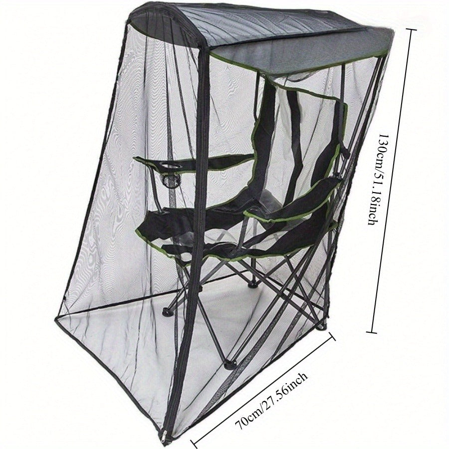 Hanging Chair Mosquito Net with Sunshade Cover – Double Layer Multi-Purpose Insect Protection Net for Patio, Balcony & Poolside – Black, White or Grey (Chair Not Included)