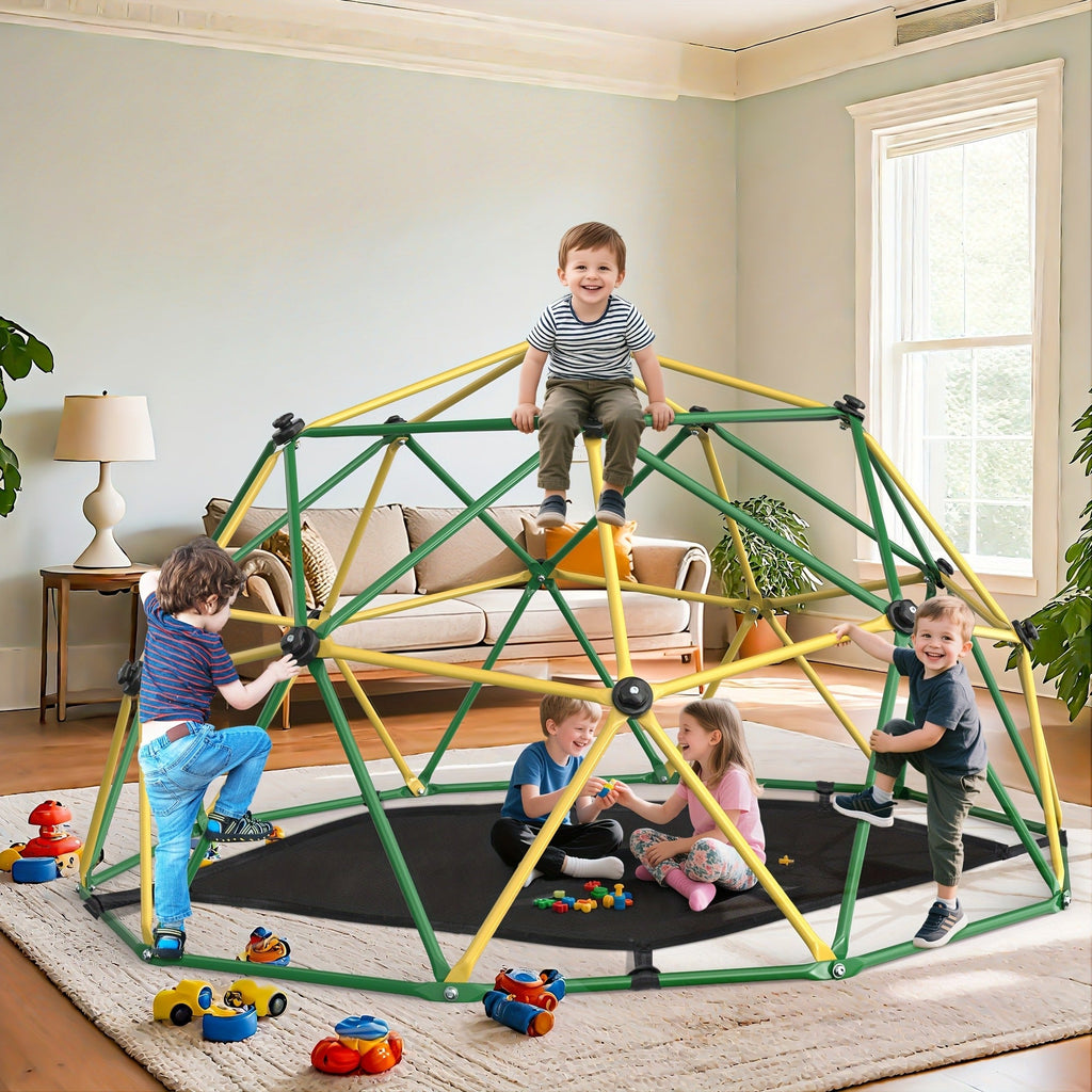 10FT Kids Climbing Dome with Hammock Swing Disc Swing Backyard Jungle Gym Steel Frame Outdoor Play Equipment 1000 LBS Capacity Gift for Boys Girls Ages 3-10