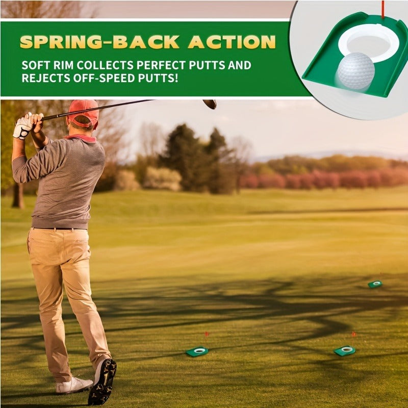 Golf Putting Cup Practice Holes 3 Pack with Numbered Flags Portable Durable All-Direction Surface Regulation Indoor Outdoor Putting Green Training Aid for Improving Putting Skills