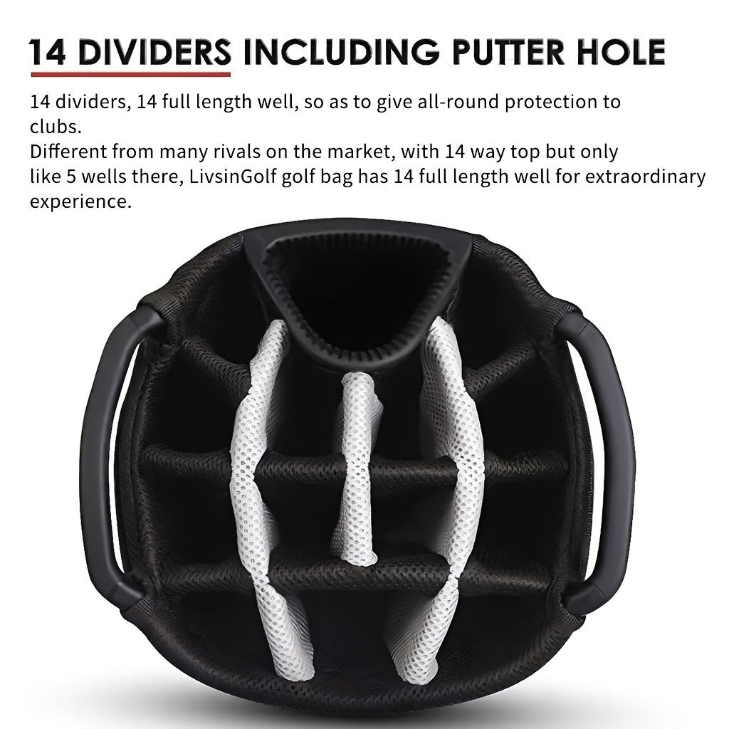 Golf Cart Bag with Full-Length Dividers – Sturdy Spacious Stand Bag with Multiple Pockets for Golf Club Organization, Accessories Storage, Men & Women Golfers