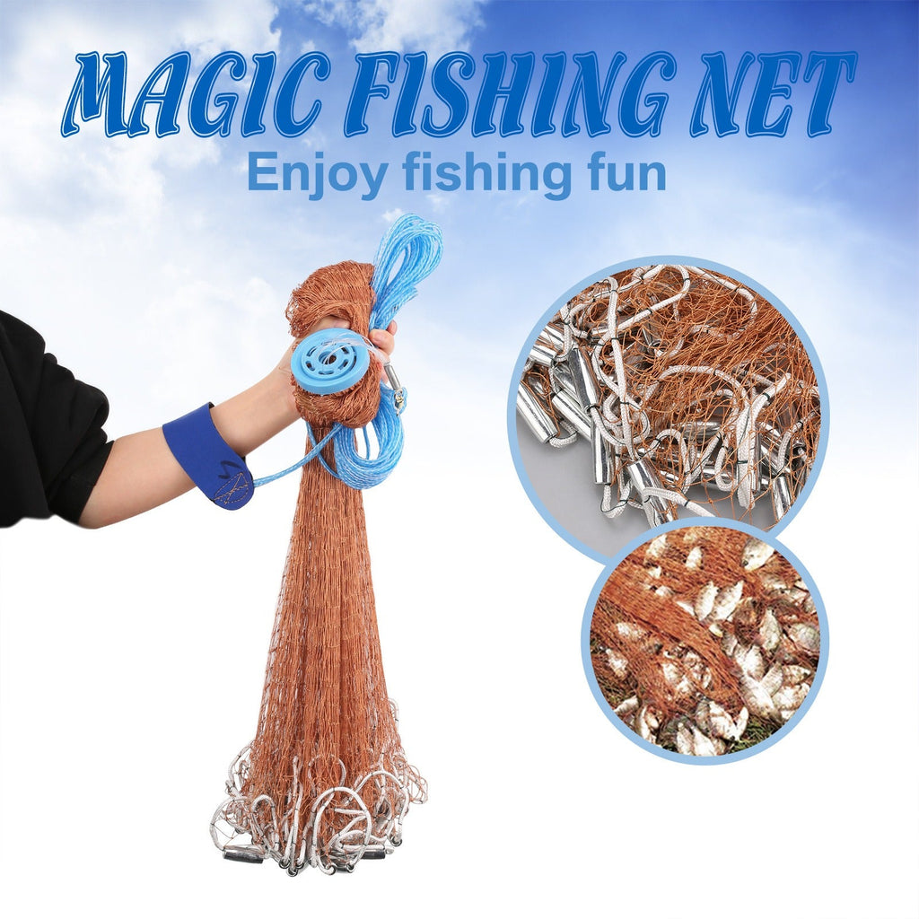 Saltwater Casting Net Set with Fish Basket – 12-Foot Diameter, 0.12" Mesh, Heavy-Duty Zinc-Plated Lead Sinkers for Rapid Sinking – American-Style Fishing Net Ideal for Pier, Beach & Surf Fishing