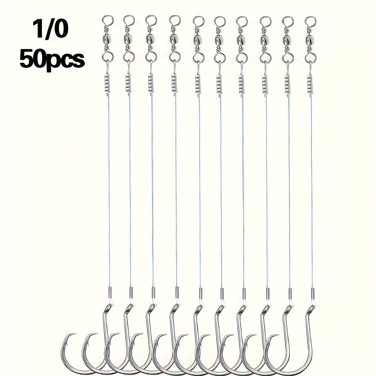 Circle Hooks 50pcs – Octopus Offset Steel Fishing Hooks for Catfish, Bass, Saltwater & Freshwater, Size 1/0 to 7/0