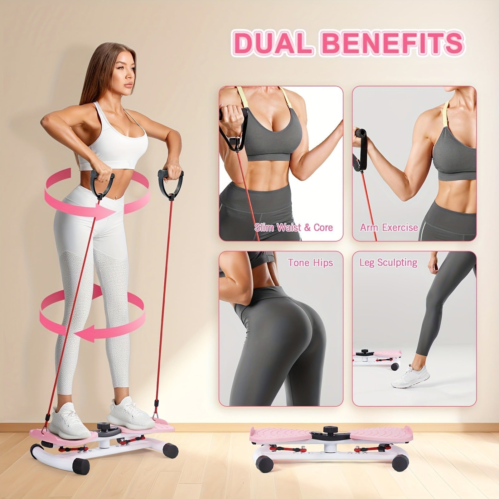 Waist Twisting Board Ab Twister for Home Gym – Noiseless 360° Twist Exercise Machine with Digital Display, Figure-8 Resistance Band & 360 LBS Capacity – Track Time, Reps & Calories