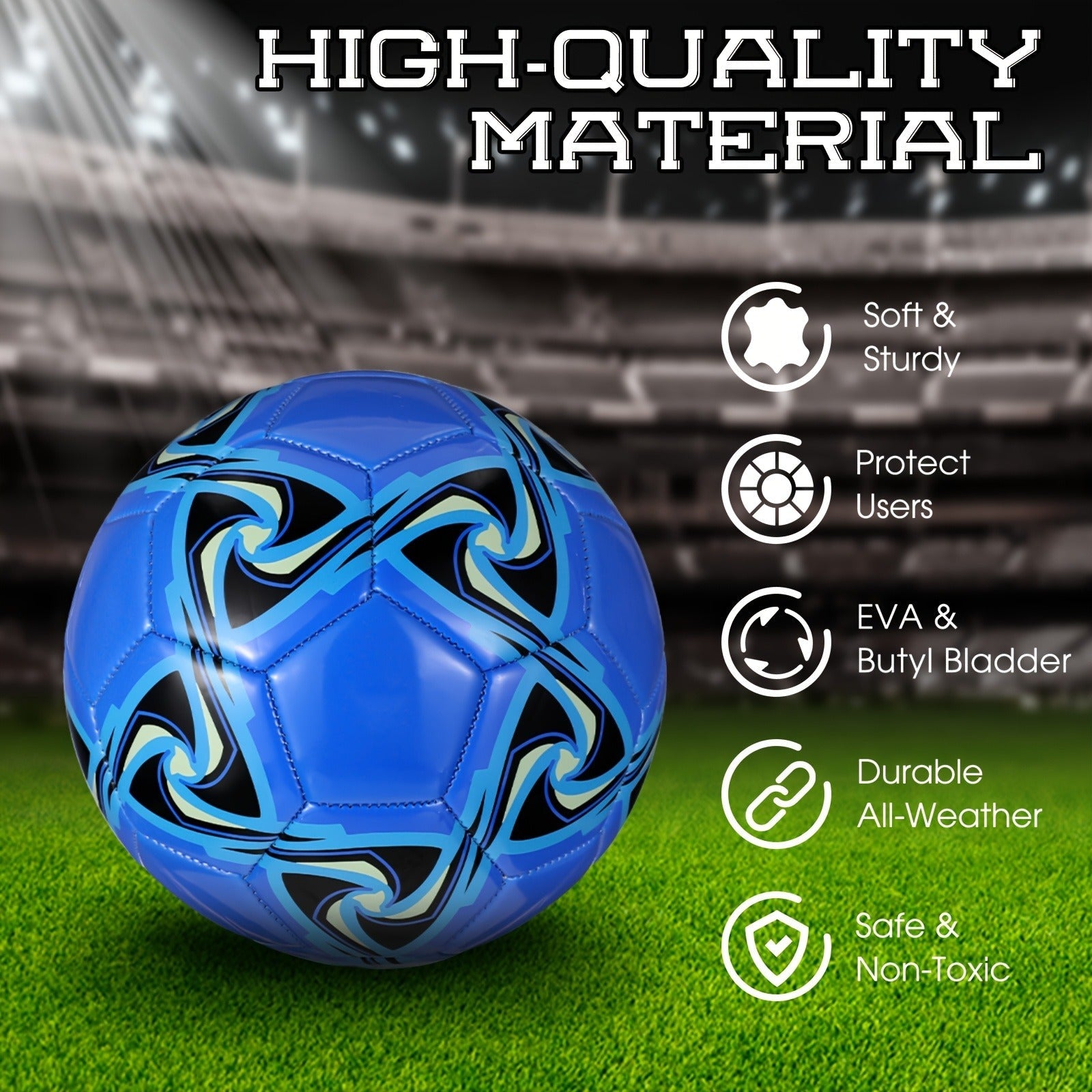 Soccer Balls Bulk 6 Pack Size 5 with Pump Official Size Indoor Outdoor Training Match Practice Game Balls for Kids Adults School Team Charity Donation Sport Gift