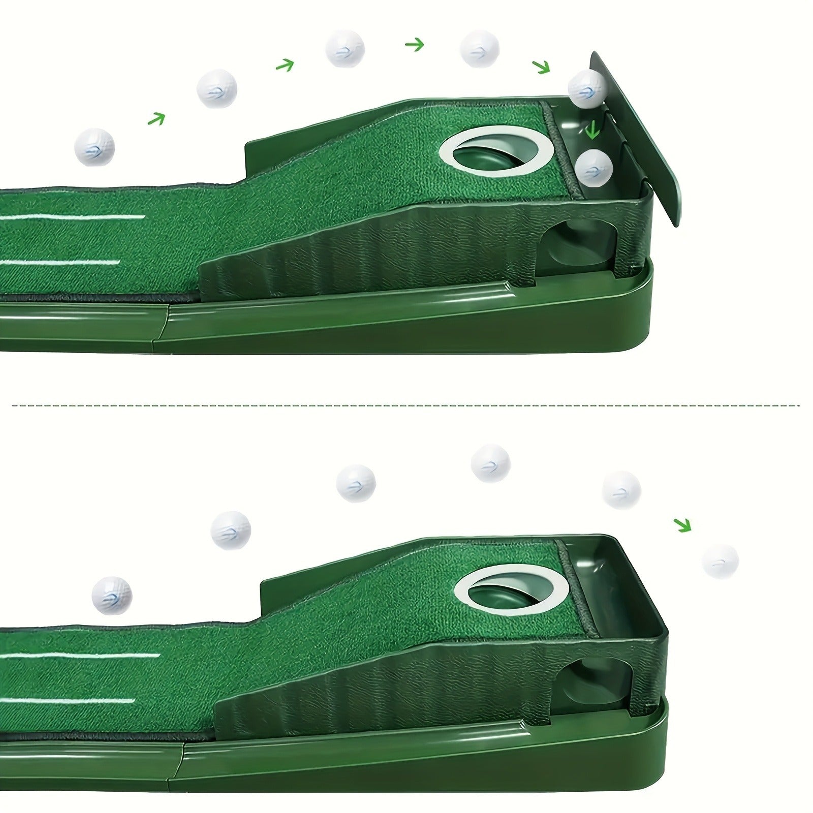 Golf Practice Putting Mat with Automatic Ball Retrieval & Post-Hole Collection System – Sturdy Indoor Outdoor Putting Green | Improve Putting Skills for Beginners & Golf Enthusiasts | Great Golf Gift
