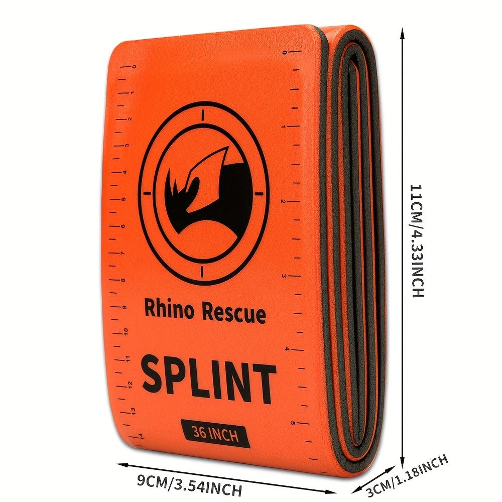 Foldable Emergency Splint 36 x 4.3 Inch - Reusable Aluminum Alloy Closed-Cell Foam Splint for Trauma, Outdoor First Aid, Lightweight Portable Fracture Immobilization Splint, 2 Pack (Orange & Gray)