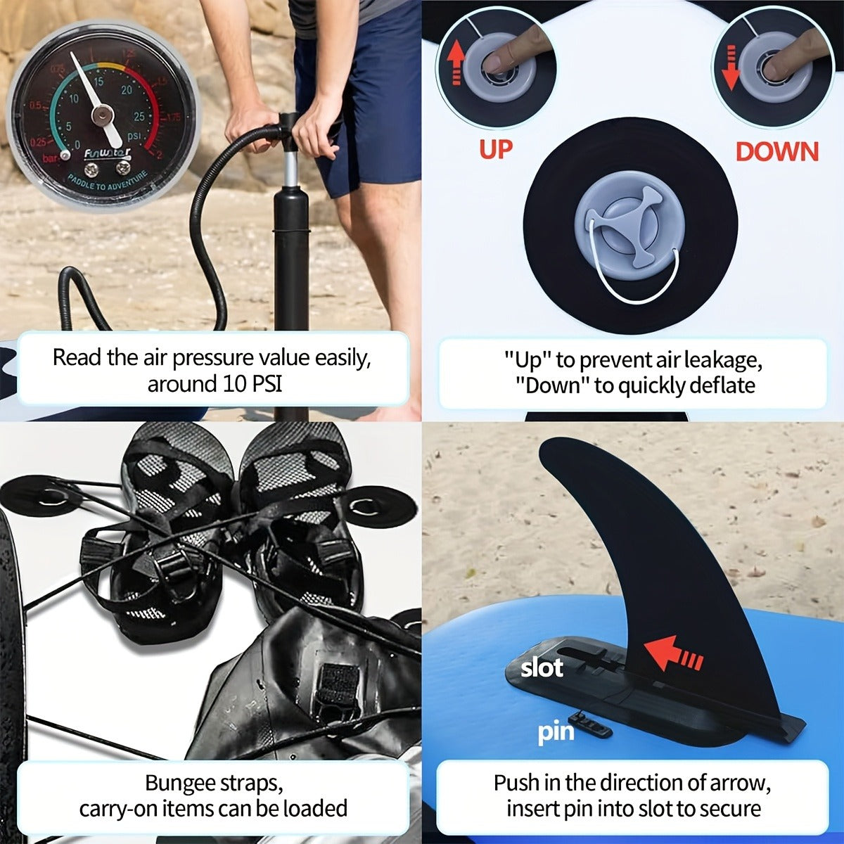 Inflatable Stand Up Paddle Board SUP Yoga Board 124'' x 31'' Wide Stance Non-Slip Deck with Paddle Pump Leash Carry Bag for Teens Adults Beginners
