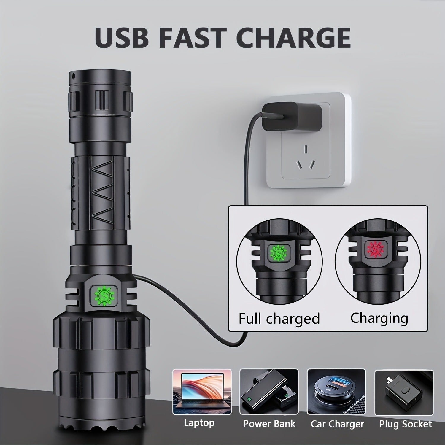 Picatinny Rail Flashlight 2 Pack - High Lumen Tactical Torch, 5 Modes, USB Rechargeable, 20mm Rail Mount, Wrist Strap & Remote Switch Included for Hunting, Shooting & Outdoor Use