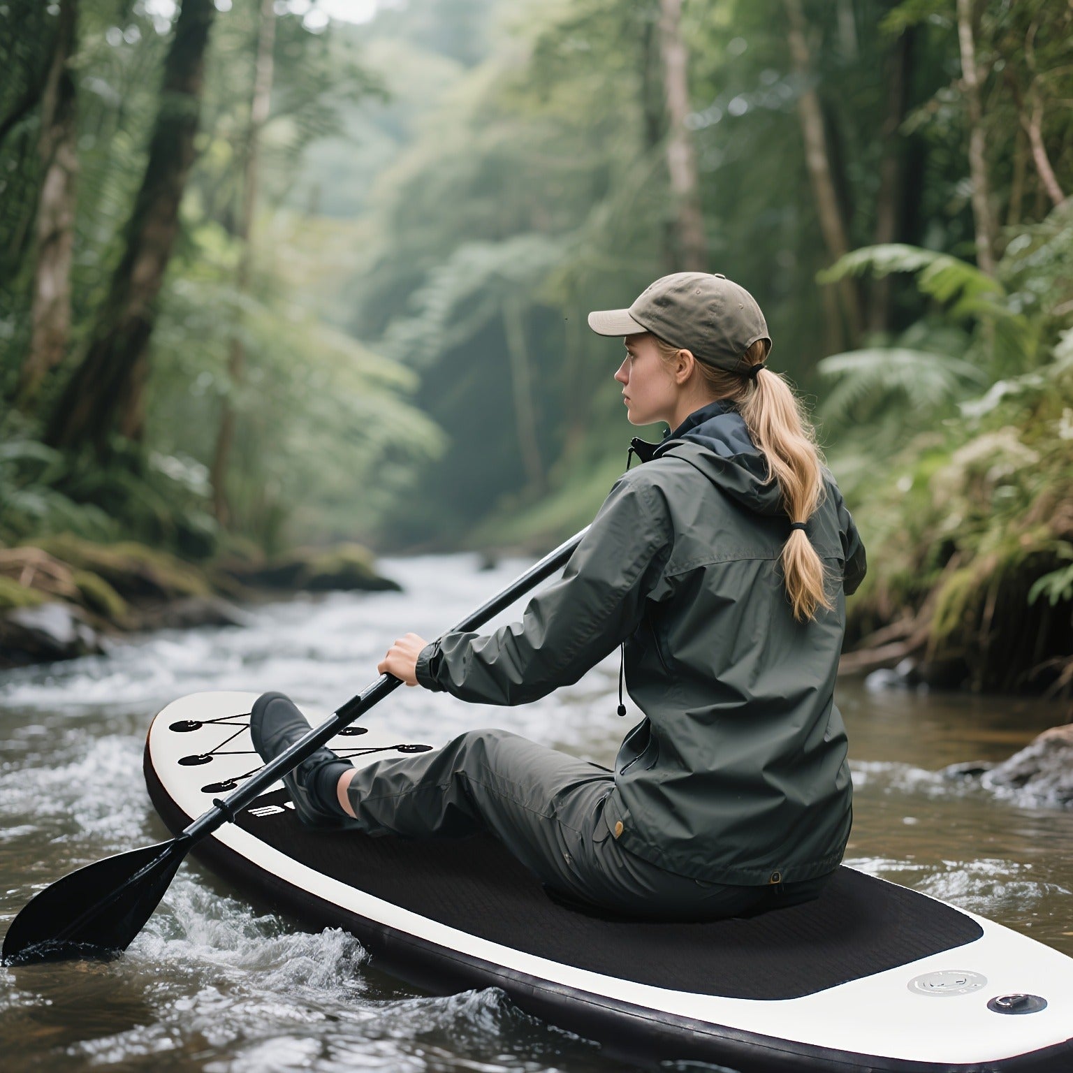 Double-Layer PVC SUP Board 10ft x 33'' Drop-Stitch Inflatable Paddle Board 12-15PSI EVA Deck 3 Fins Full Accessories Kit for Yoga Fishing Surfing Adults