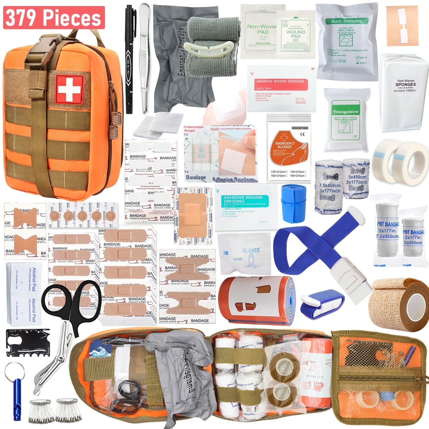 379-Piece First Aid Kit – Complete Emergency Safety Supplies for Home, Outdoor Hiking, Camping & Survival