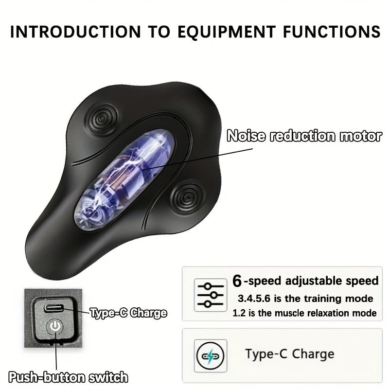 Pelvic Floor Trainer Electric Massage Cushion – 6 Vibration Modes, Wireless Rechargeable, Hip & Leg Muscle Training for Men Women, Home Gym Office Use