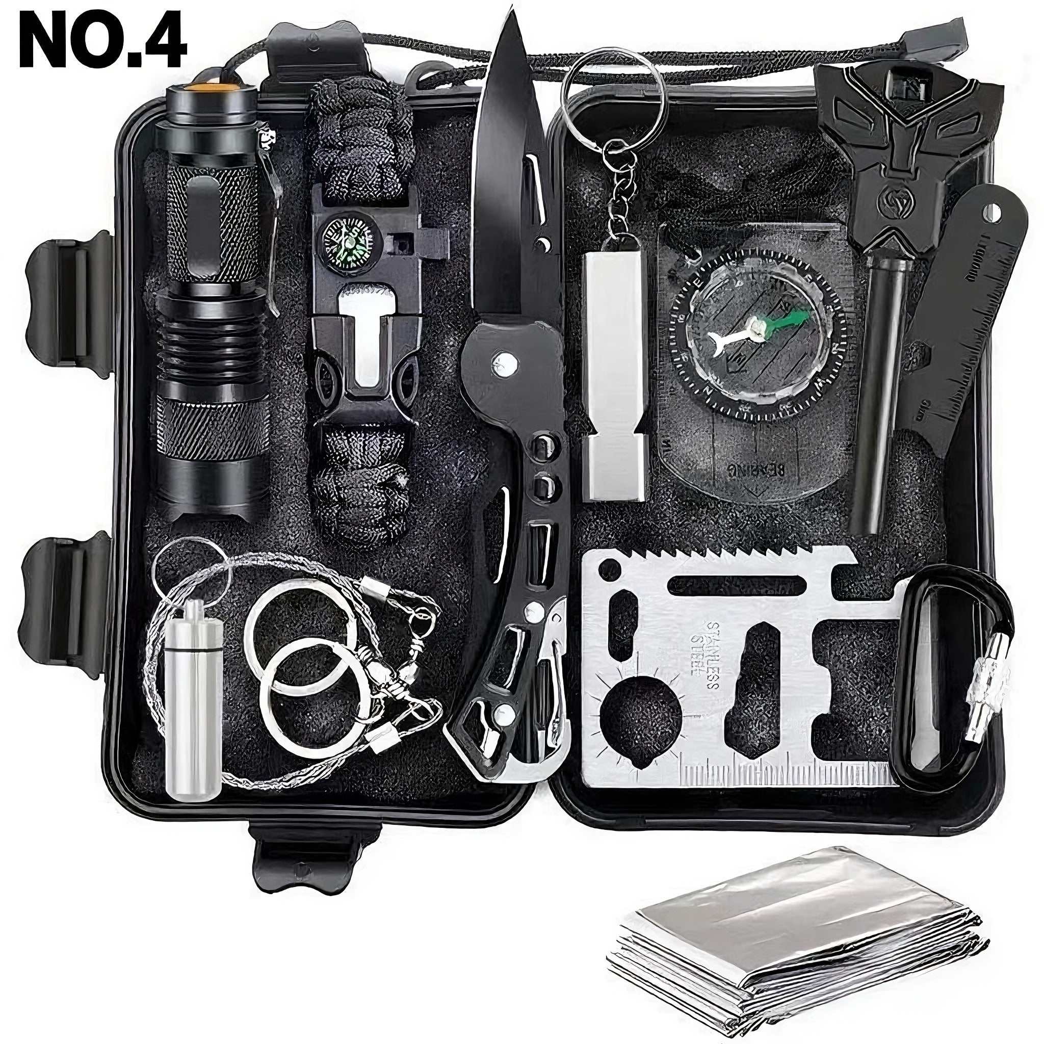 Tactical Survival Kit Multi-Tool Box – Emergency Outdoor Gear with Magnesium Fire Starter, Flint & First Aid Supplies for Camping, Hiking, Hunting & SOS Situations – Best Gift for Men