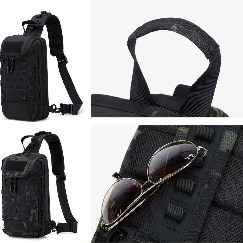 MOLLE Shoulder Bag – Large Capacity Tactical Chest Pack, Waterproof Nylon EDC Crossbody Bag for Hiking, Cycling, Fishing & Camping, Multi-Compartment, Adjustable Strap