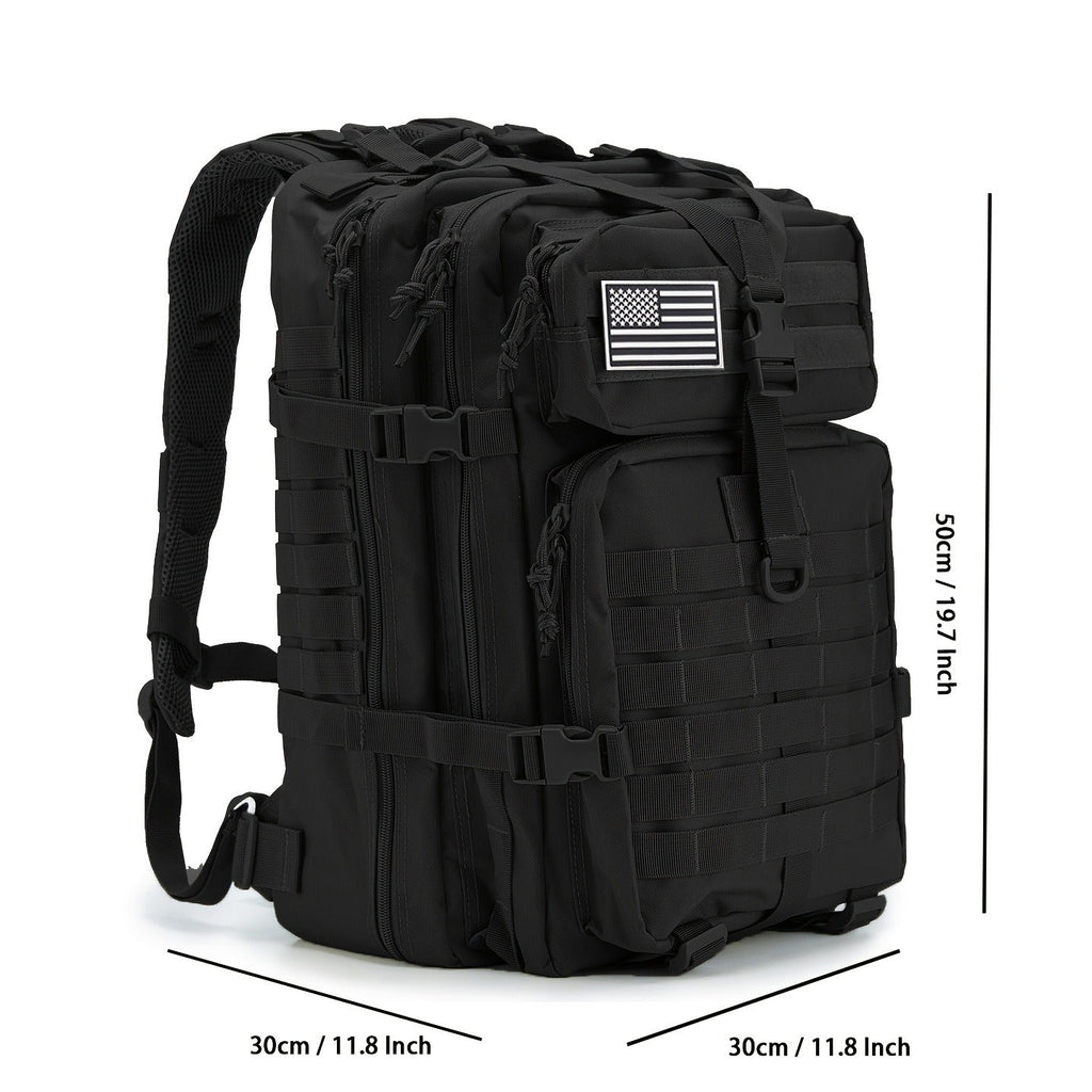 Hunting Rucksack Tactical Hiking Backpack Durable Polyester Multifunctional Camping Backpack with Utility Pocket Zipper Chest Adjustment Straps for 3 Day Trekking Outdoor Sports Hunting Black Green Khaki