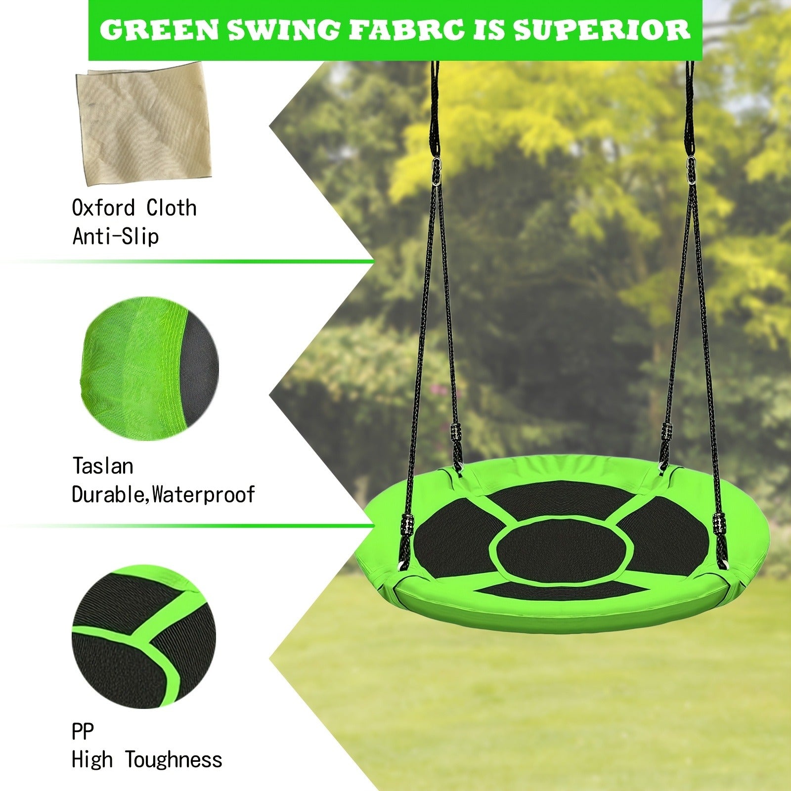 Kids Disc Swing 40 Inch – Anti-Slip Tree Swing with Adjustable Straps Powder Coated Frame Indoor Outdoor Play