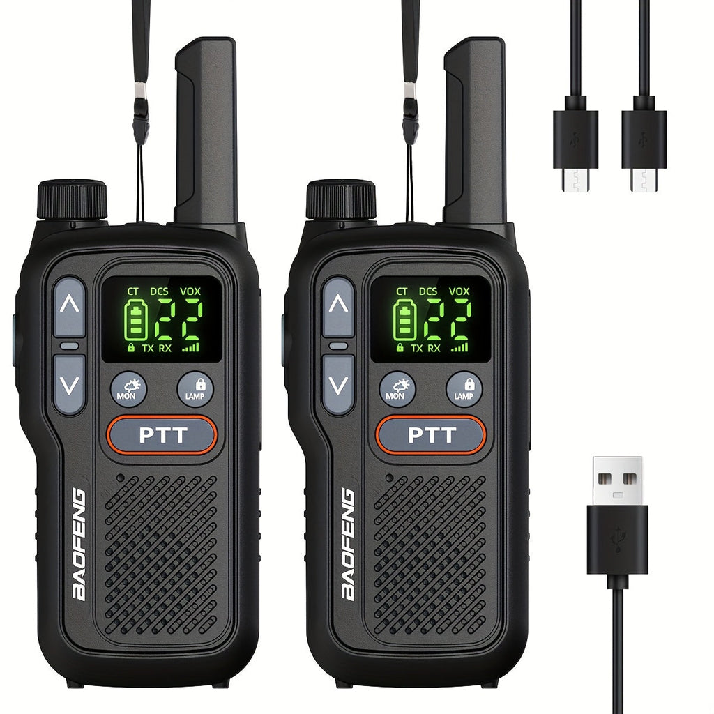 FRS Two Way Radio Rechargeable, BAOFENG BF-T18 Walkie Talkies Long Range with NOAA Weather Alert, VOX Hands-Free, 1500mAh USB-C Battery, LED Flashlight, for Hiking Camping Outdoor Adults 2 Pack
