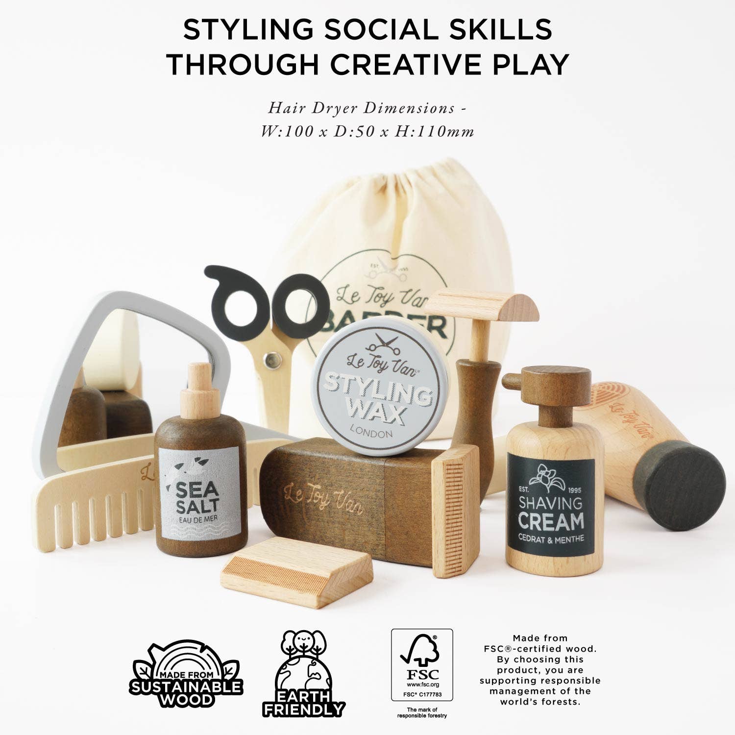 Wooden Hairdresser & Barber Kit