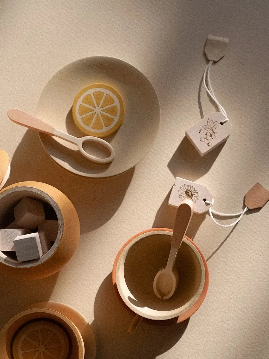 Sabo Concept Handmade Wooden Tea Set - Flower