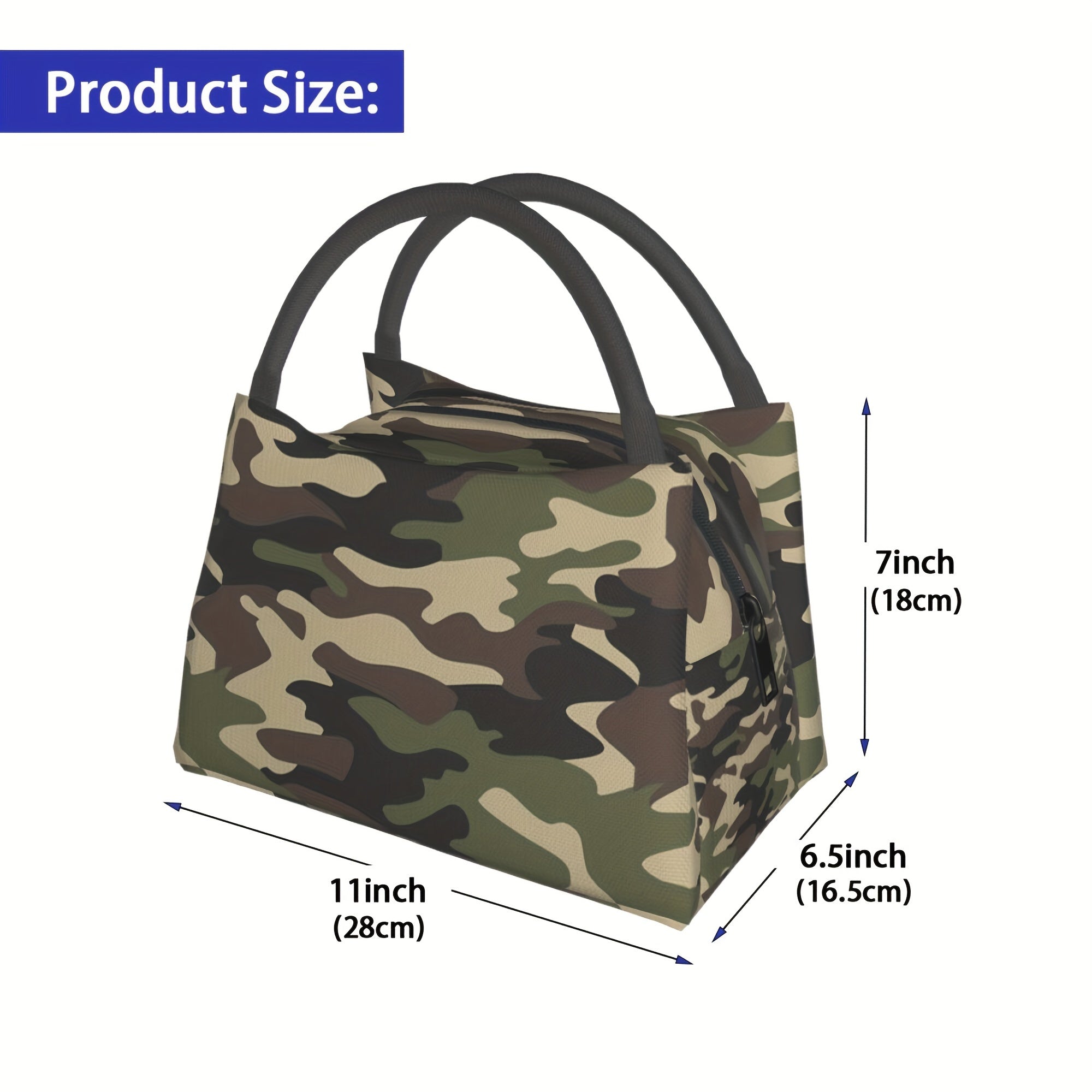 Insulated Lunch Bag Reusable Polyester Tote 11x6.5x7 In – Leakproof Thermal Cooler Bag for Work, Office, School, Camping, Picnic & Beach, Lightweight & Durable Everyday Lunch Carrier for Men & Women