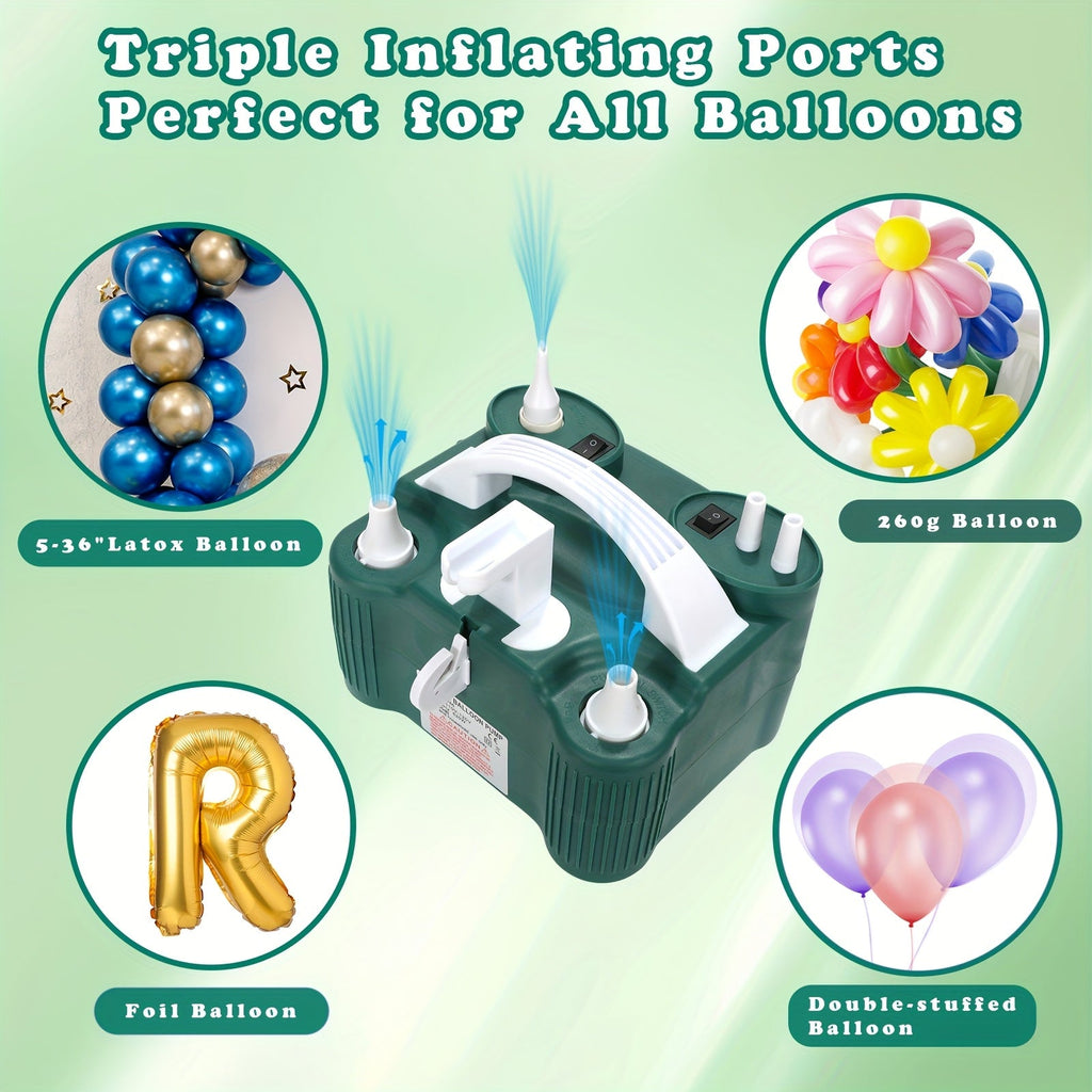 Electric Balloon Pump 3-in-1 Portable Inflator Deflator Fast Inflation for 260Q Foil Mylar Latex Double-Stuffed Balloons Pool Inflatables No Battery Required