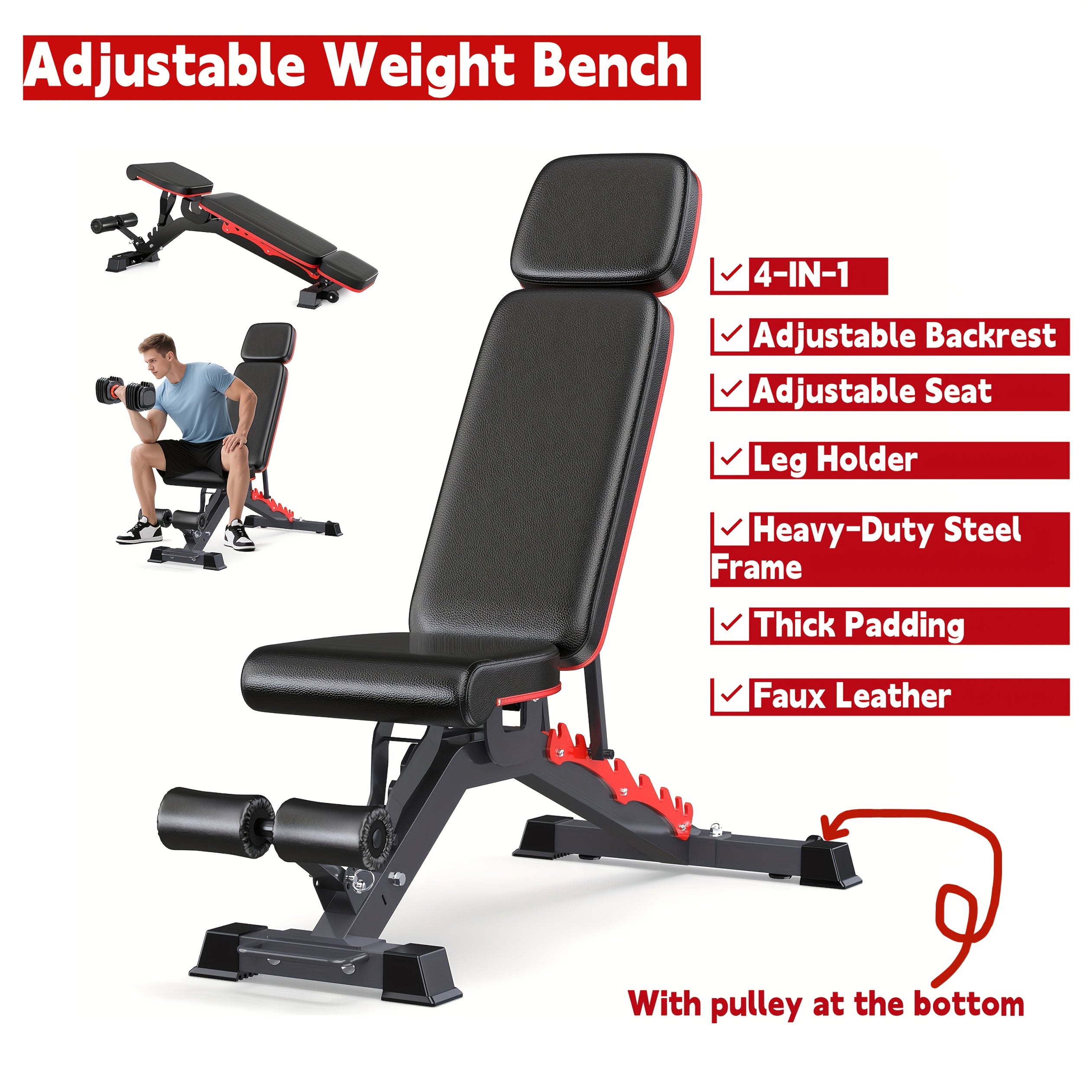 14-in-1 Adjustable Weight Bench Foldable – 770lb Capacity, Multi-Function Full Body Strength Training, Space-Saving Design – Home Gym Workout Bench