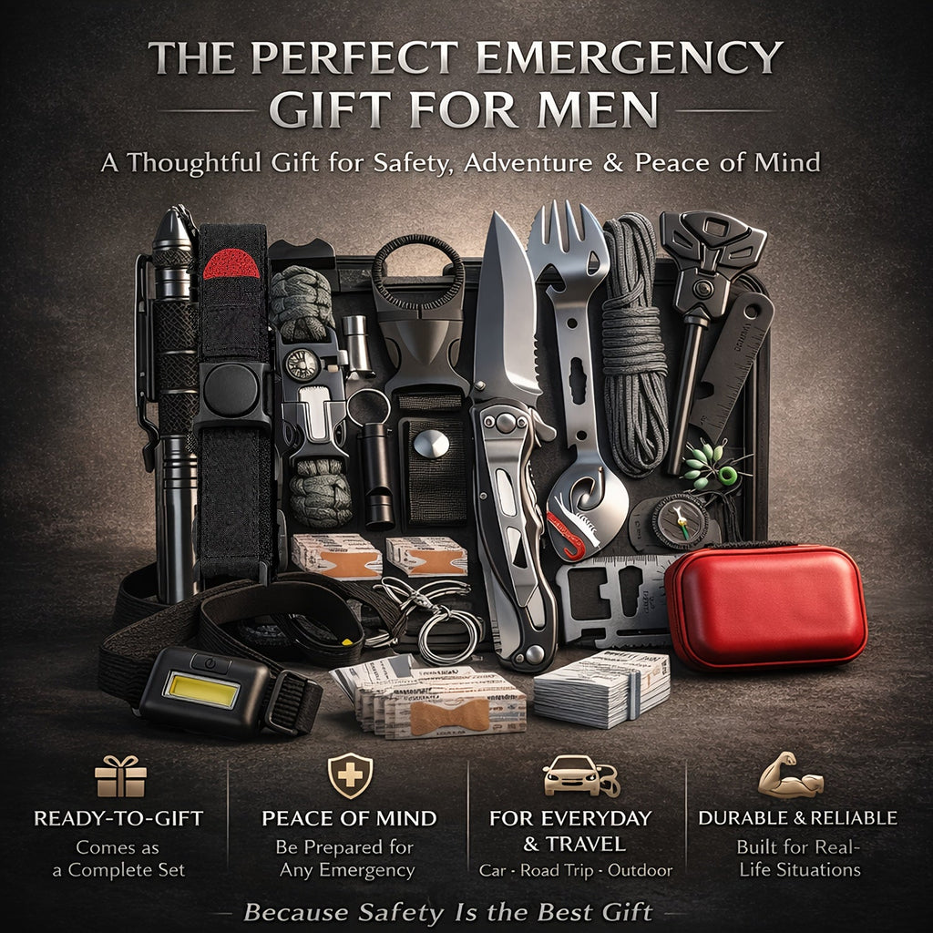 Camping Survival Kit Gift Set 19-in-1 – Emergency Survival Gear with Magnesium Fire Starter, Ideal Birthday Gift for Men, Dad, Husband, Fishing, Hunting & Outdoor Adventures