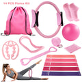 Pilates Set for Women 14-Piece – Includes 13-Inch Pilates Ring, 9-Inch Yoga Ball, 5 Resistance Bands & Hip Thrust Bands, Complete Home Pilates Equipment Kit for Beginners & Core Training