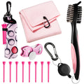 Golf Accessories Gift Set 12-Piece Pink – Includes Tees, Towel, Ball Bag with Hook, Cleaning Brush & Divot Tool with Magnetic Ball Marker, Perfect Golf Gift for Men & Women Golfers