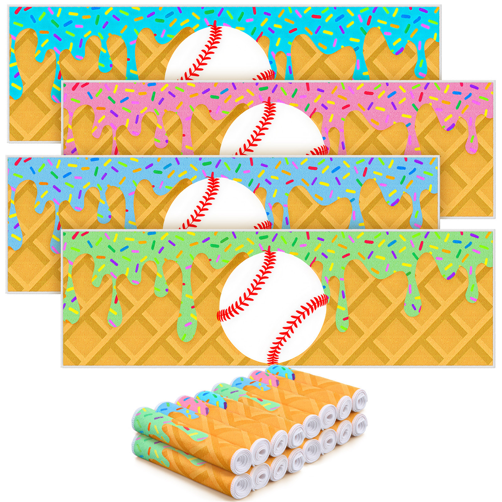 Sports Ice Towels 24-Pack – 30”×9” Mini Microfiber Cooling Towel for Baseball, Softball, Golf, Football, Yoga & Running, Breathable Sweat-Absorbing Chilling Cloth, Bulk Team & Coach Gift Set