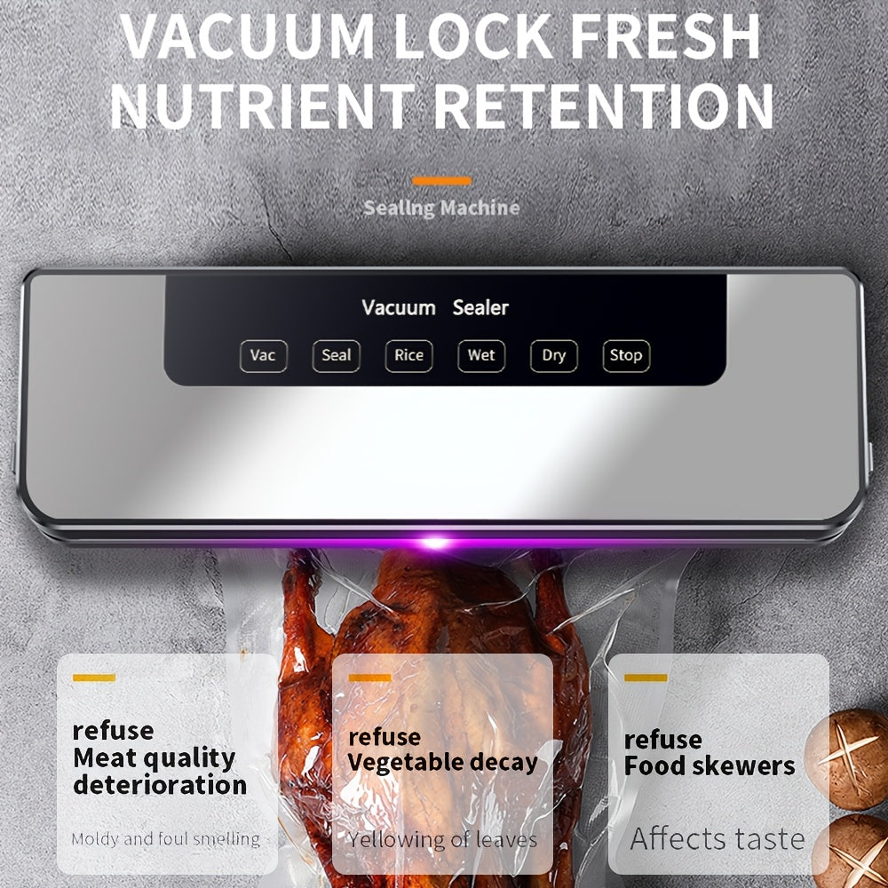 Vacuum Sealer Machine 65KPA with 40 Bags, Wet & Dry Mode, 6-in-1 Food Preservation Sealing System for Home & Kitchen