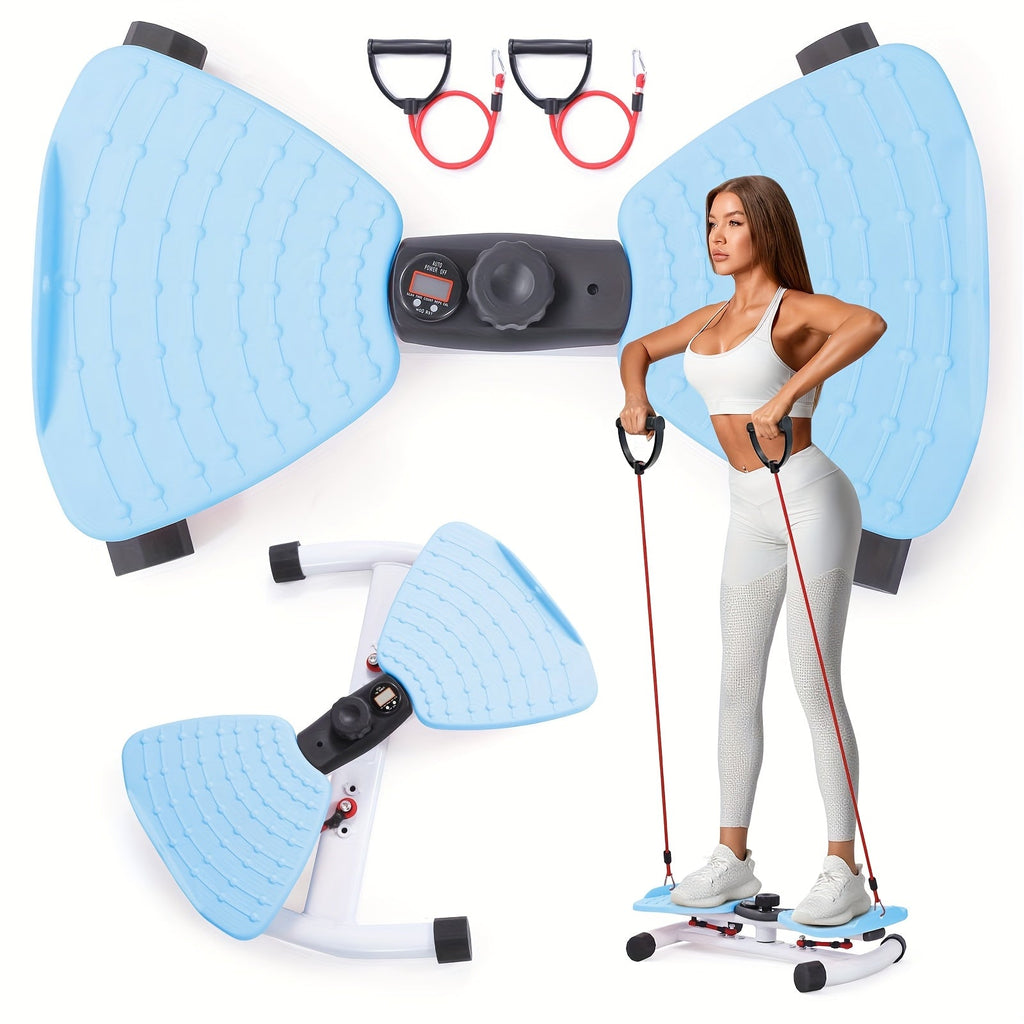 Waist Twisting Board Ab Twister for Home Gym – Noiseless 360° Twist Exercise Machine with Digital Display, Figure-8 Resistance Band & 360 LBS Capacity – Track Time, Reps & Calories