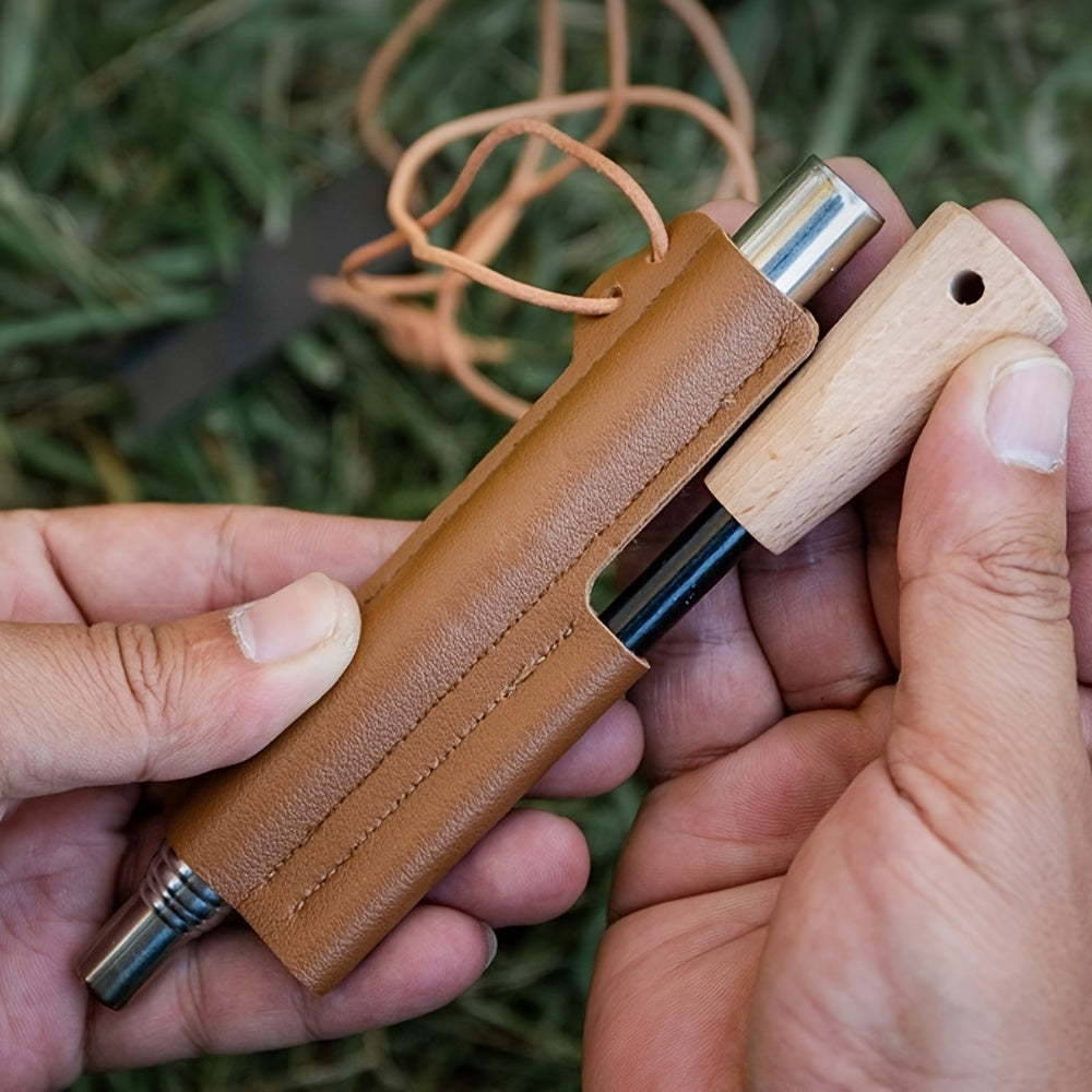 Magnesium Fire Starter Rod Set with Scraper & Steel Bellows, Waterproof Flint Striker Kit for Camping Hiking Survival — Reusable Ferro Rod with Sheath, 3 Styles