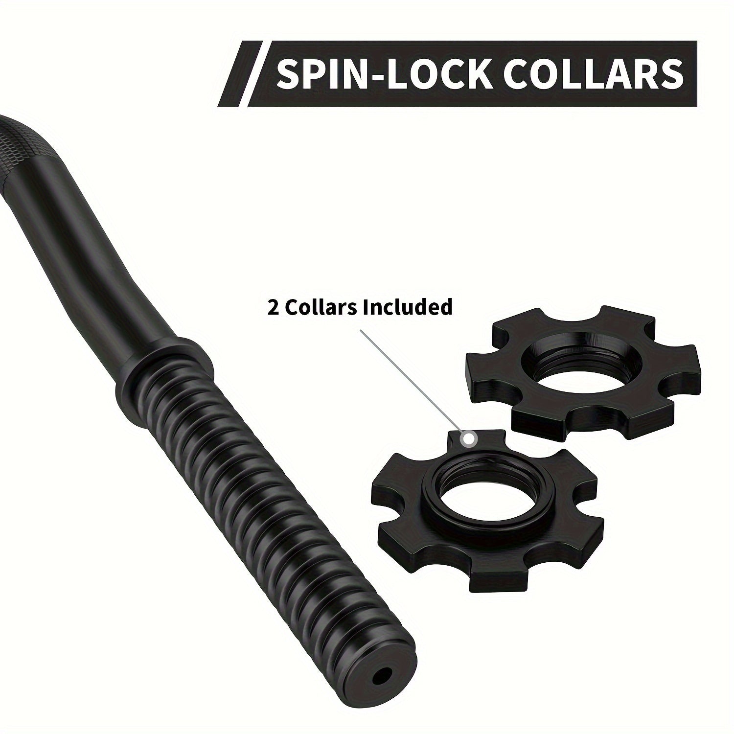 EZ Curl Bar 47" Olympic Barbell for Weightlifting Hip Thrusts Squats Lunges 1-Inch Weight Plates Home Gym with 2 Collars