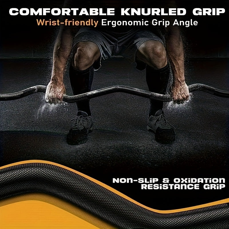 EZ Curl Bar 47" Olympic Barbell for Weightlifting Hip Thrusts Squats Lunges 1-Inch Weight Plates Home Gym with 2 Collars