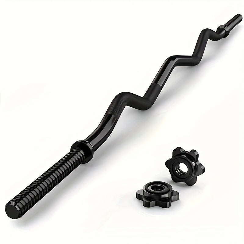EZ Curl Bar 47" Olympic Barbell for Weightlifting Hip Thrusts Squats Lunges 1-Inch Weight Plates Home Gym with 2 Collars