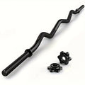 EZ Curl Bar 47" Olympic Barbell for Weightlifting Hip Thrusts Squats Lunges 1-Inch Weight Plates Home Gym with 2 Collars